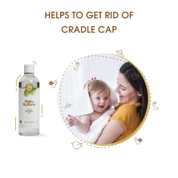 BabyButtons Extra Virgin Coconut Oil For Baby Hair Skin Massage, Cold