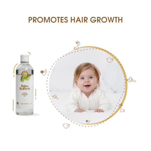 BabyButtons Extra Virgin Coconut Oil For Baby Hair Skin Massage, Cold