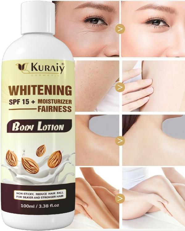 KURAIY New Whitening Almond Body Lotion ALPHA Hydroxy Acids+Vitamin C&E See Results In 3 Days