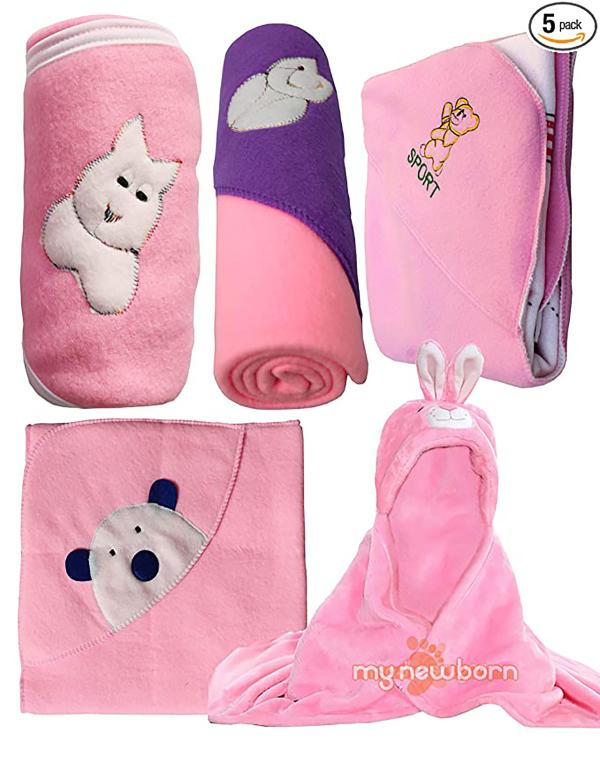 My NewBorn Baby Fleece Blanket Gift Set (Baby Pink, 09 Months) Set