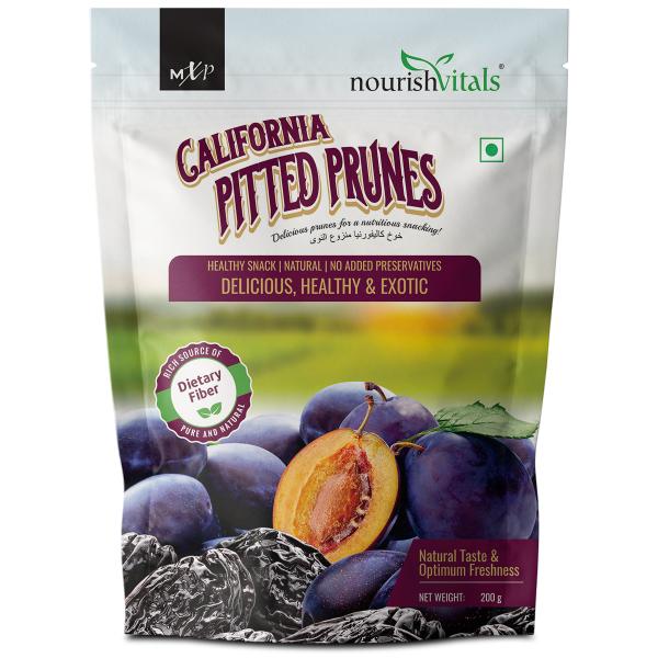 NourishVitals California Pitted Prunes, Healthy Snack Natural No
