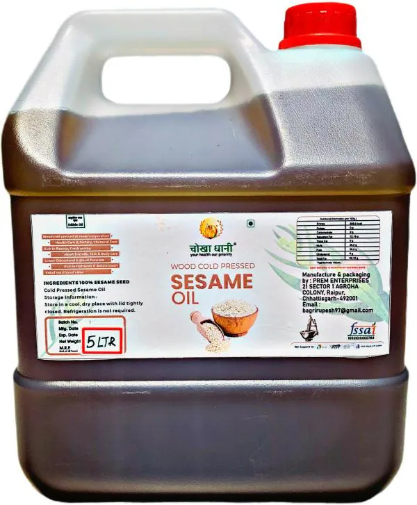 CHOKHA GHANI Sesame Oil,Til Oil,Gingelly Oil,Cold Pressed Cooking Oil, Puja Oil Sesame Oil