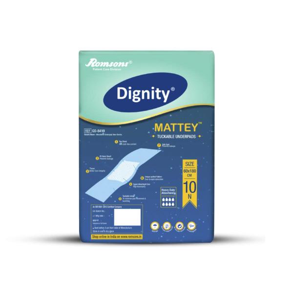 Dignity Mattey Disposable Tuckable Underpads, 60 X 180 cm, 10 Pcs/Pack