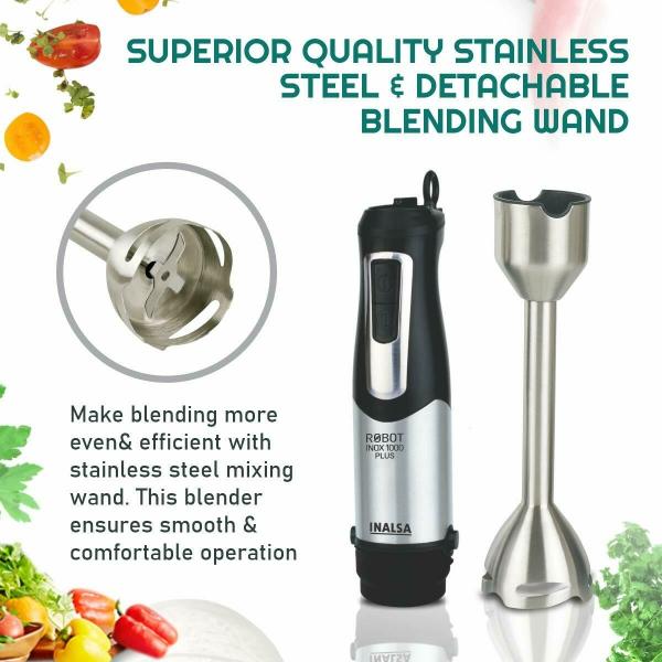Inalsa Hand Blender Robot INOX 1000 Plus1000 Watt with Chopper