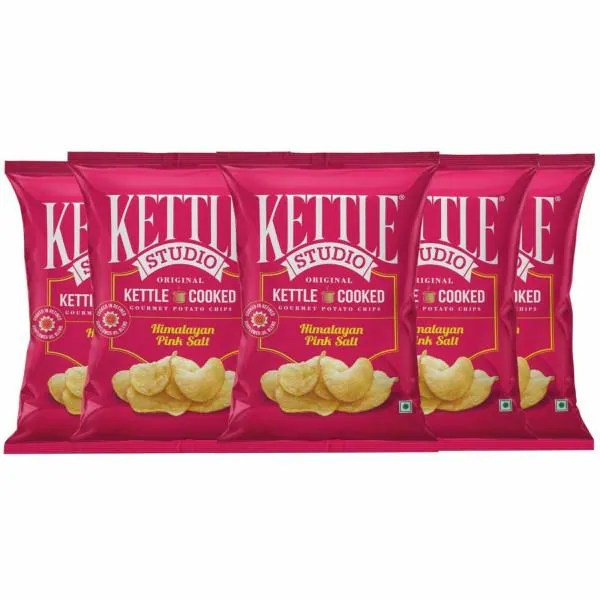 Kettle Studio Potato Chips Himalayan Naked Sea Salt 113g Pack of 5