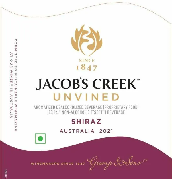 JACOB'S CREEK UNVINED SHIRAZ NON ALCOHOLIC RED GRAPE STILL WINE, 750 ML