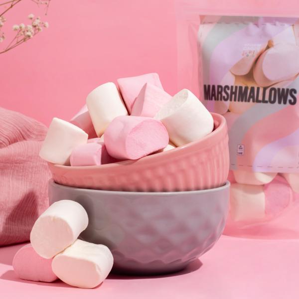 House of Candy Pink & White Tubes Marshmallow Candy, Strawberry/Vanilla