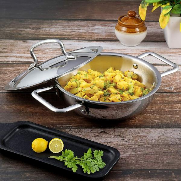 Kraft Futuretec 5.5 Litres Triply Stainless Steel Kadai Extra Deep