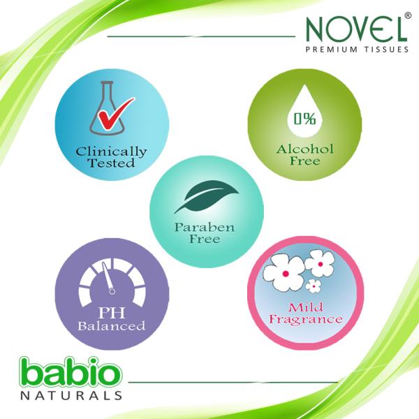 NOVEL Baby Wet Wipes with Alovera extract 72 Sheets with LID(Pack of 5