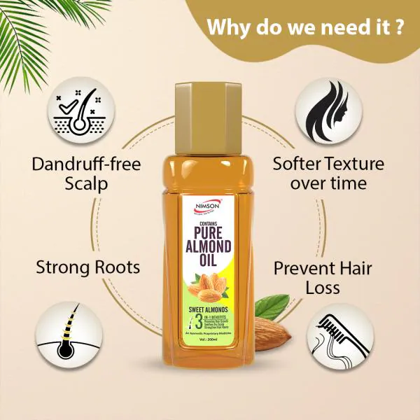 Nimson Almond Hair Oil With Almonds, Amla For Hair Follicles and Scalp