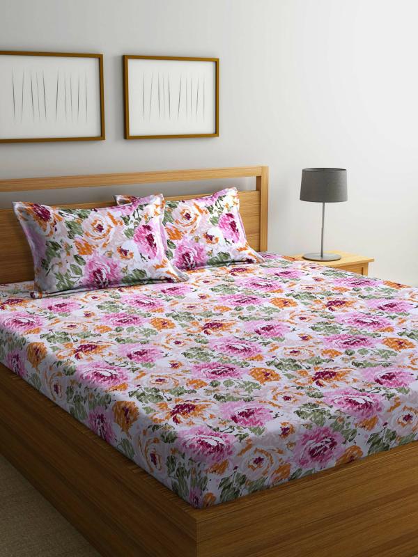 Bombay Dyeing Pink Cotton Double Bed Sheet With Pillow Cover JioMart