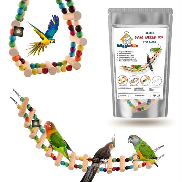 Wiggleboo Bird Ladder Toy Flexible Hanging Cage Toy For Birds For