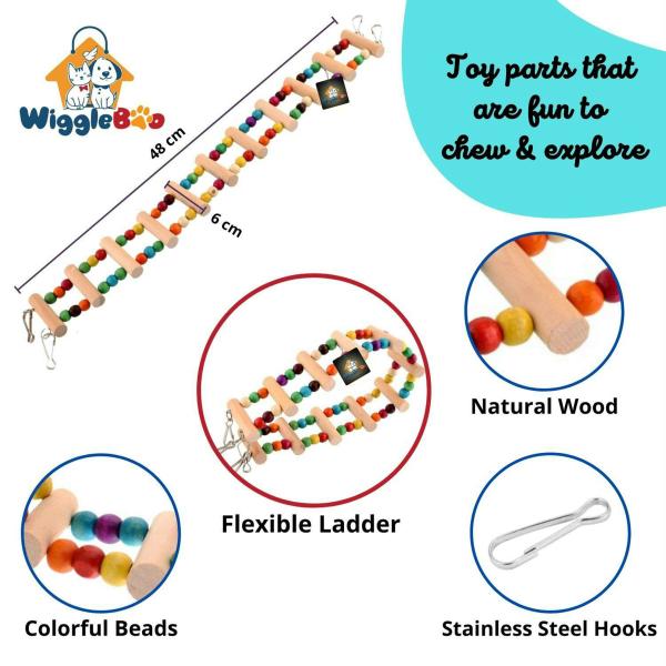 Wiggleboo Bird Ladder Toy Flexible Hanging Cage Toy For Birds For