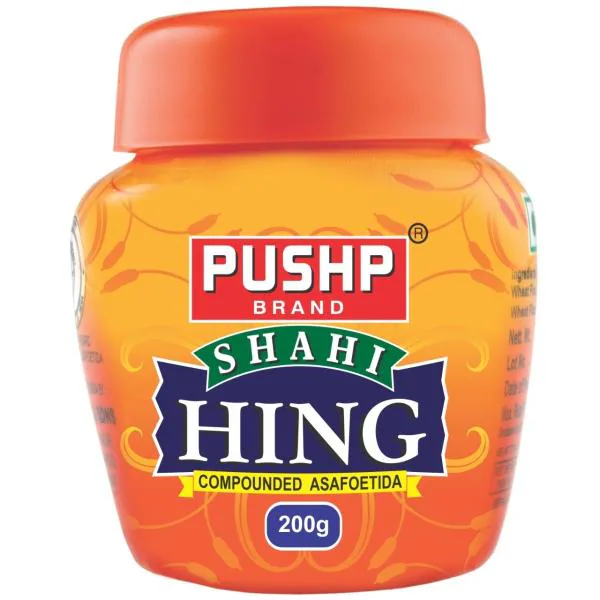 Pushp Brand Asafoetida Hing Jar (200g) Strongest Compounded Pure Hing