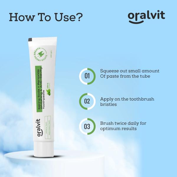 Oralvit Baking Soda and Peroxide Toothpaste for Whitening & AntiCavity 100gm Mint Flavour