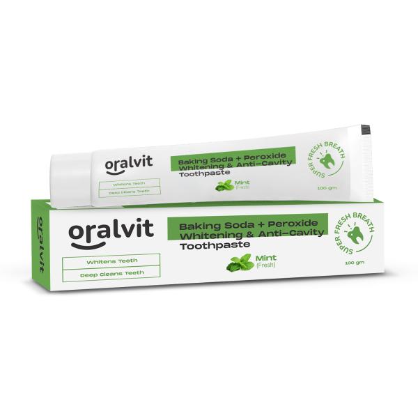 Oralvit Baking Soda and Peroxide Toothpaste for Whitening & AntiCavity