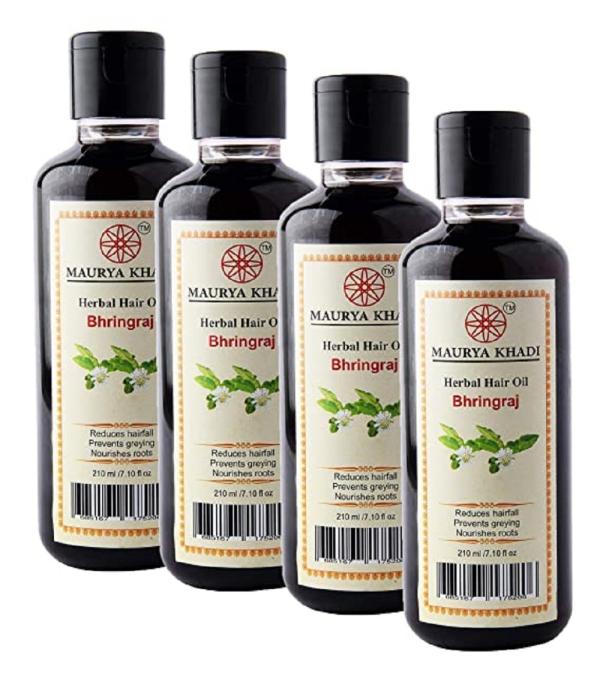 Maurya Khadi Bhringraj Herbal Hair Oil for Strong & Healthy Hair 210ml, Set  of 4 - JioMart