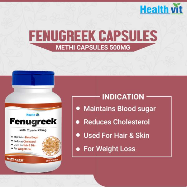 Healthvit Fenugreek Methi Powder 500mg Supplement 60 Capsules JioMart