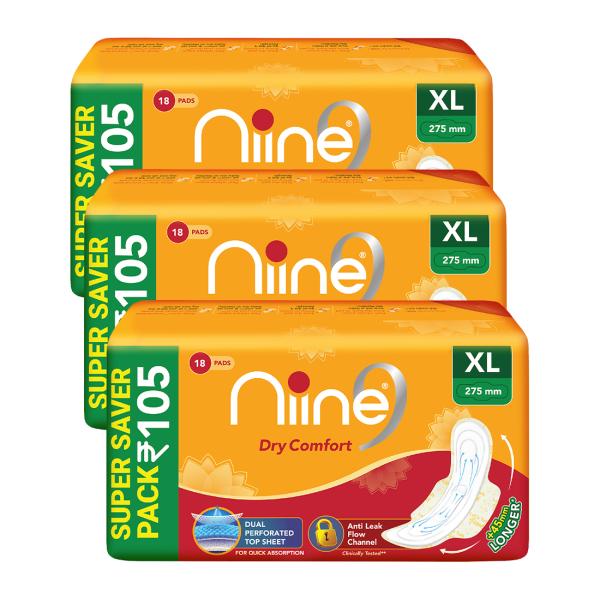 NIINE Dry Comfort Extra Long Sanitary Pads for women with Anti Leak