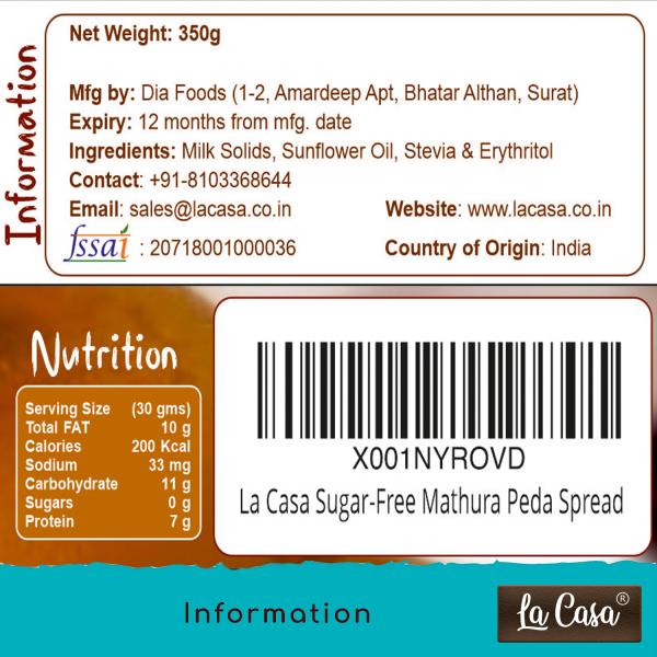 La Casa SugarFree Mathura Peda Spread Stevia Based All Natural