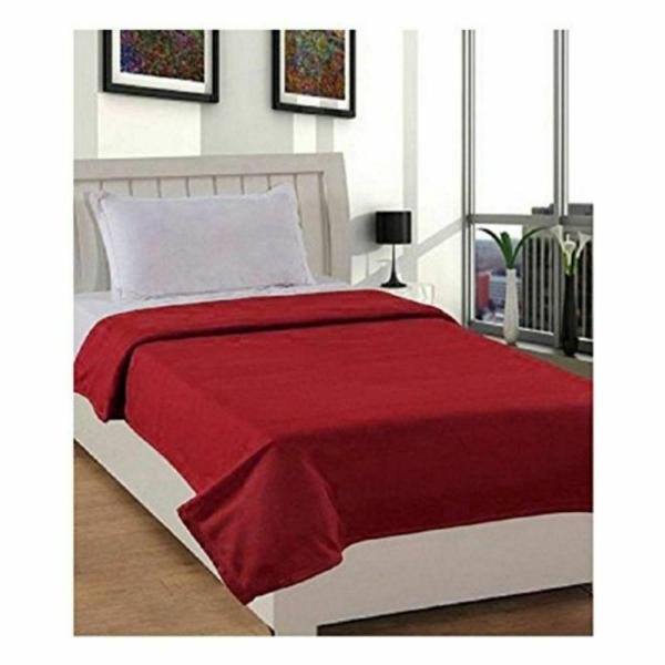 Goyal's Maroon Red Solid Polyester Double Bed Blanket (Pack of 1) JioMart