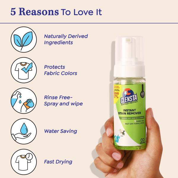 Clensta Instant Stain Remover for Clothes, Sofa & Car Total 450 ml