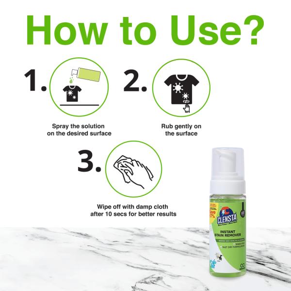 Clensta Instant Stain Remover for Clothes, Sofa & Car Total 450 ml