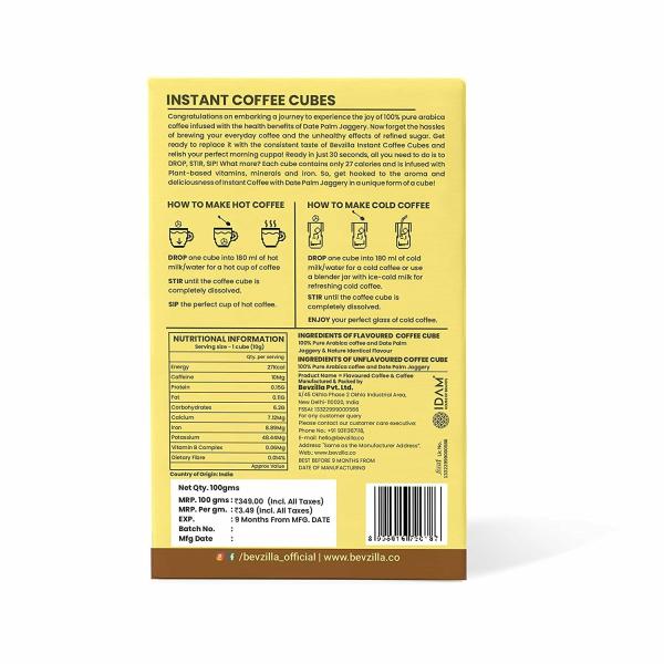 BEVZILLA 10 Instant Coffee Cubes Pack with Organic Date Palm Jaggery, 5