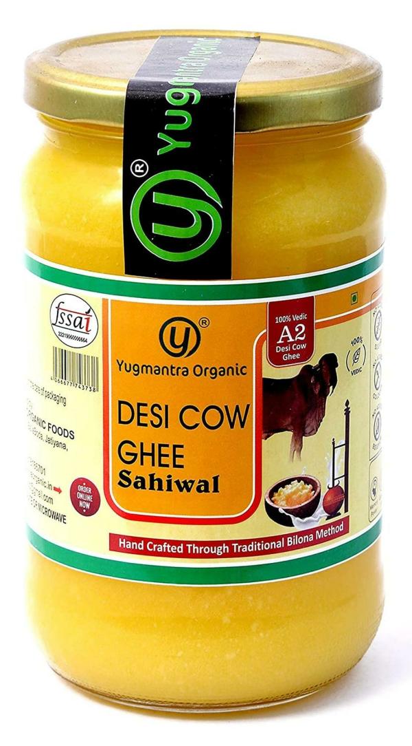 Yugmantra Organic Foods 100 Percent Pure Natural A2 Milk Sahiwal Cows GrassFed Desi Ghee 600 ml