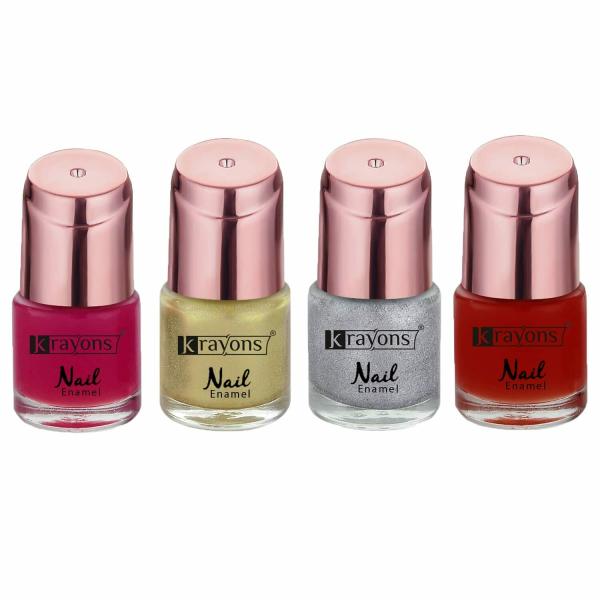 Krayons Crazy Gel Nail Enamel Waterproof Quick Dry Pastel Red Golden