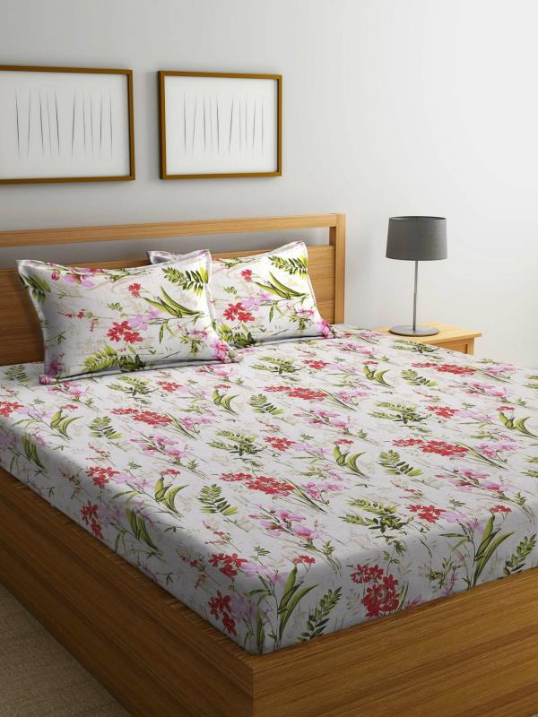 Bombay Dyeing Red Cotton Double Bed Sheet With Pillow Cover JioMart