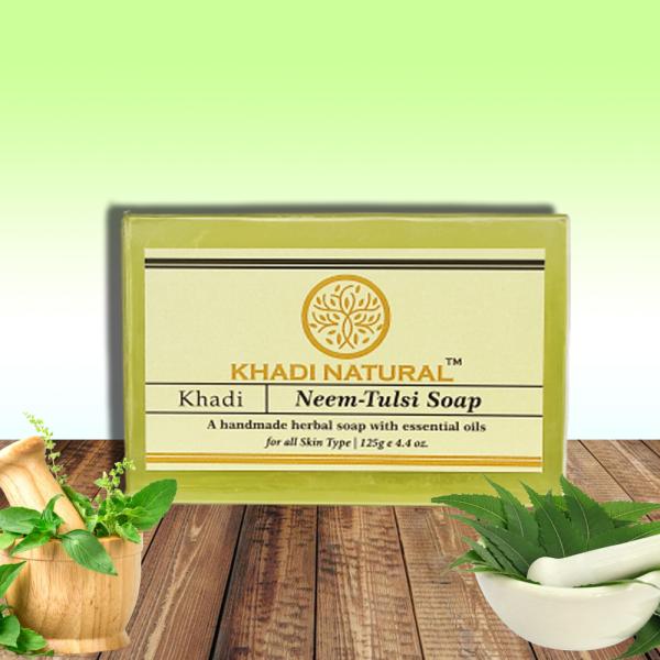 Khadi Natural Neem Tulsi Bathing Herbal Soap For Remove Dead Cell & Refreshes The Skin Pack of 2