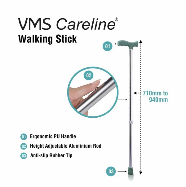 VMS Careline Walking Stick Height Adjustable Walking Cane Stick JioMart