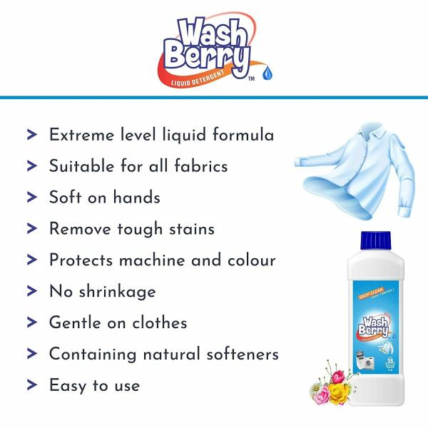 Washberry Top Load Front Load And Bucket Wash Liquid Detergent For All