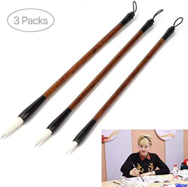 FRKB Calligraphy/Drawing Brush Set of 3 pc with Reusable Velvet Paper