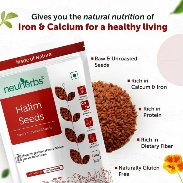 Neuherbs Raw & Unroasted Halim Seeds 200 g | Rich In Calcium & Iron | ( Aliv  Seeds For Eating ) | Protein Rich Garden Cress Seeds for Hair Growth | Weight  Loss Management - JioMart