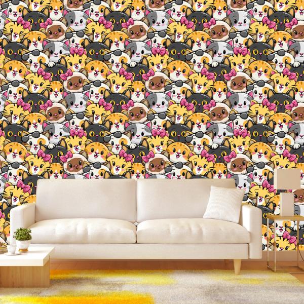 Bnezz Wallpaper For Walls (CatFaces) Wall Stickers Wall Decal Pack of 1 Roll  (40x300)cm For Bedroom|Kitchen|Hall|Kids Room Walls & Furniture - JioMart