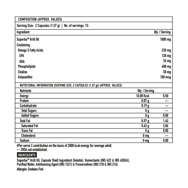 TrueBasics Heart Omega3 Antarctic Krill Oil, for Healthy Heart