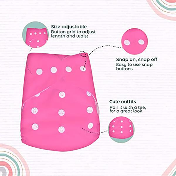 MY NEW BORN Cloth Diapers with 1 Microfiber Insert (Pack of 1, Pink