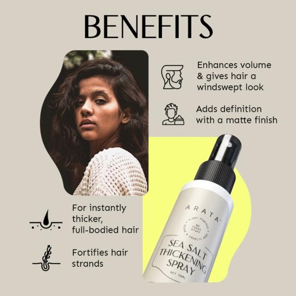 Arata Sea Salt Thickening Hair Spray (50 ) | Infused With Sea Salt, Biotin  & Niacinamide | For Instantly Thicker, Full-Bodied Hair - JioMart
