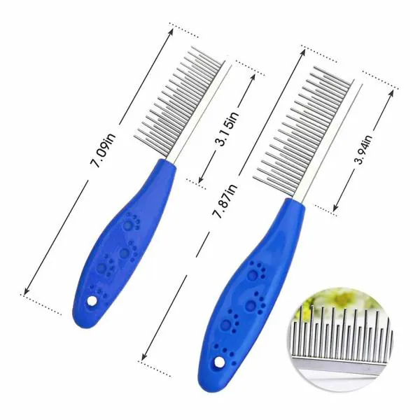 Emily Pets Detangling Pet Comb with Long & Short Stainless Steel Teeth