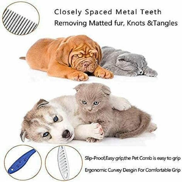 Emily Pets Detangling Pet Comb with Long & Short Stainless Steel Teeth