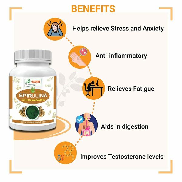 Shri Chyawan Ayurveda Spirulina with Ashwagandha Capsules Helps