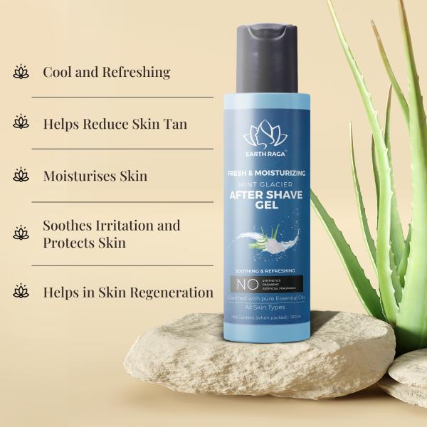 EARTHRAGA Antiseptic Aftershave Gel Skin Repair with Aloe Vera