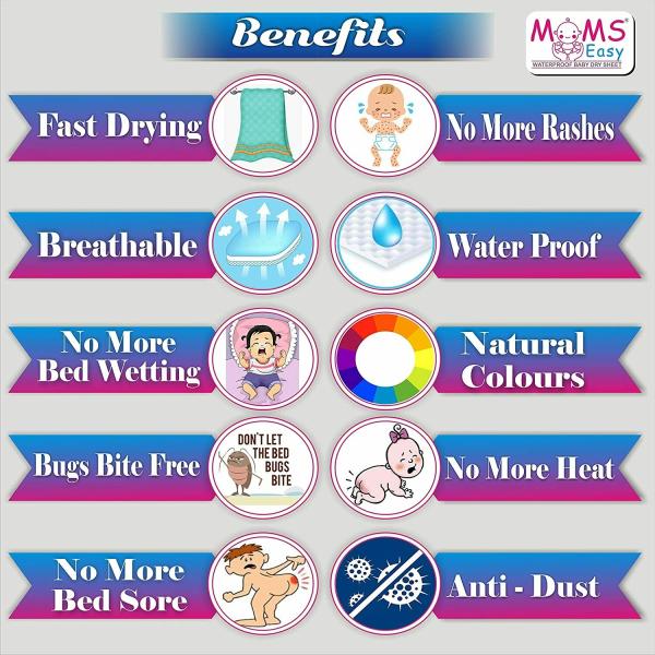 MOMSEASY New Born Baby Urine Sheet with Water Proof (Purple) (Large