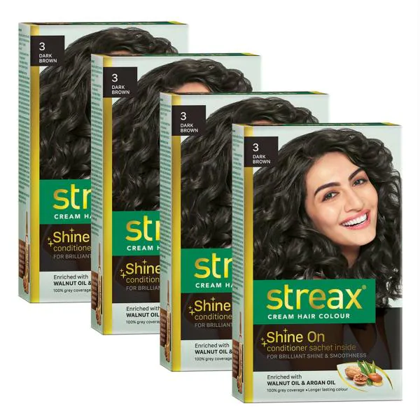Streax Dark Brown Hair Color For Men And Women, 60 Ml (Pack Of 4) - JioMart