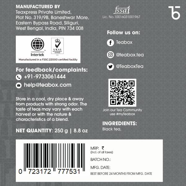 Teabox Kadak Chai 250 Grams India's Most Aromatic Cup Of Tea Fresh