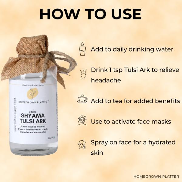 Homegrown Platter Edible Shyama Tulsi Ark for Headaches, Cough & Congestion (200 ml) Steam