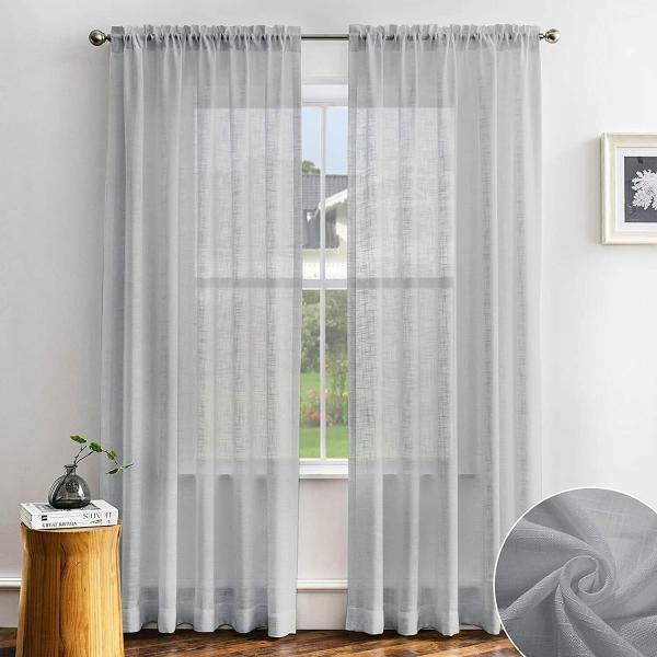 Urban Space Sheer Linen Curtains for Door, Light Filtering Linen