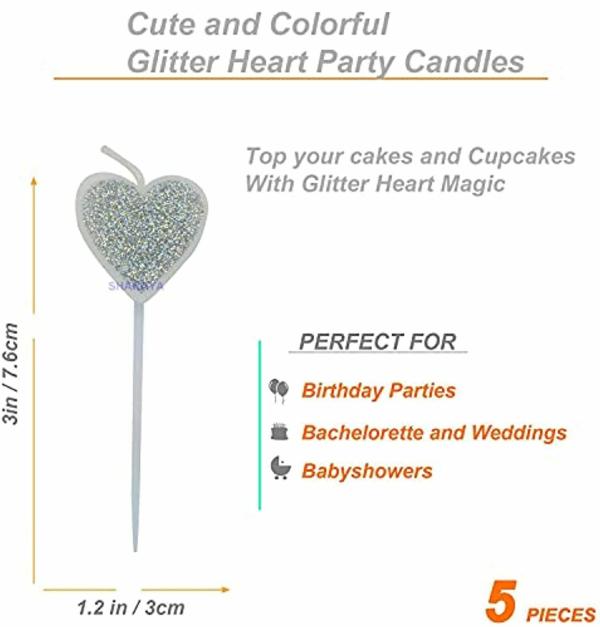 SHANAYA Decorative Glitter Heart Birthday Candles Set (Pack of 6) JioMart